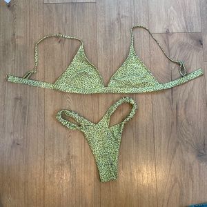 Kulani Kini green cheetah set in Medium (top and bottom!)